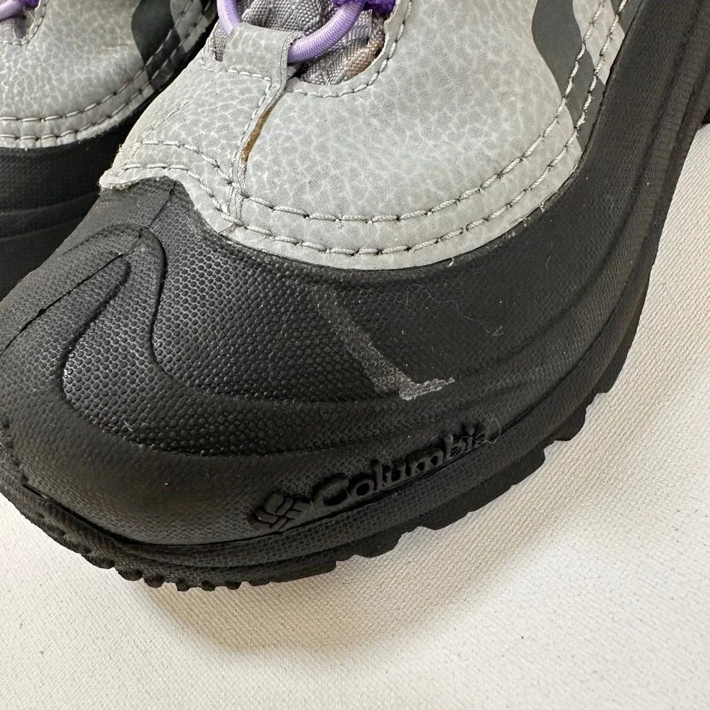 Columbia Bugaboot Plus IV Snow Boots Kids Size 3 Grey Purple‎ Good Waterproof
